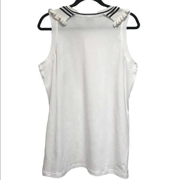 CAbi Large Light Knit Ivory Ruffle Detail Sleeveless Top - Picture 3 of 6